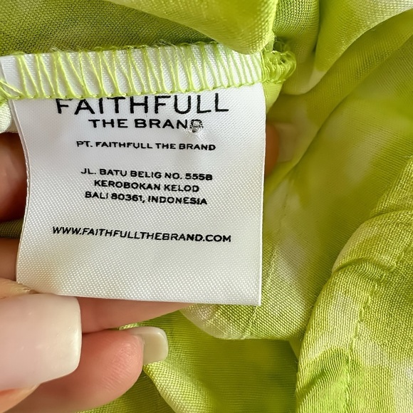 Faithfull The Brand Arianne Green Print Mini Dress Sz 4 Puff Sleeve Smocked Boho - Picture 6 of 12
